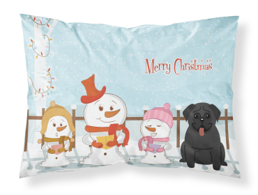 Pug - Black - Merry Christmas Carolers Standard Pillowcase