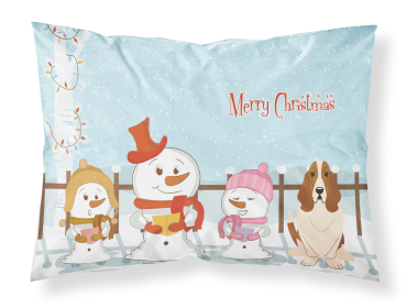 Basset Hound Merry Christmas Carolers Standard Pillowcase