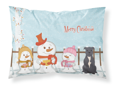 Staffordshire Bull Terrier - Blue - Merry Christmas Carolers Standard Pillowcase