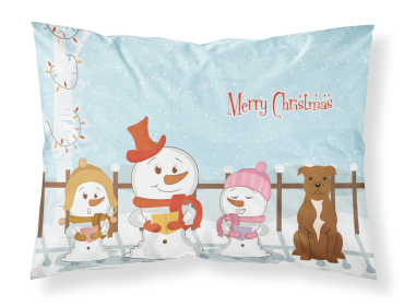 Staffordshire Bull Terrier - Brown - Merry Christmas Carolers Standard Pillowcase