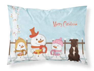 Staffordshire Bull Terrier - Chocolate - Merry Christmas Carolers Standard Pillowcase