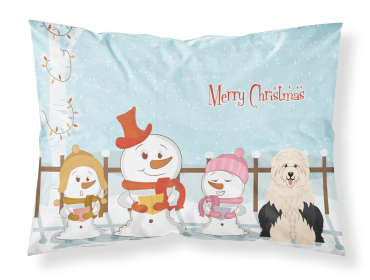 Old English Sheepdog Merry Christmas Carolers Standard Pillowcase