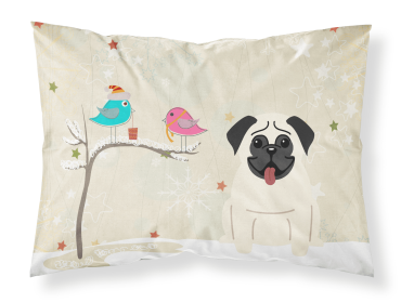 Pug - Cream - Christmas Presents between Friends Fabric Standard Pillowcase