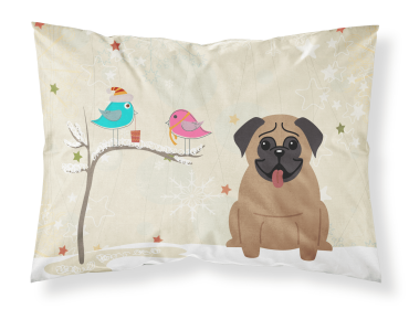 Pug - Dark Brown - Christmas Presents between Friends Fabric Standard Pillowcase