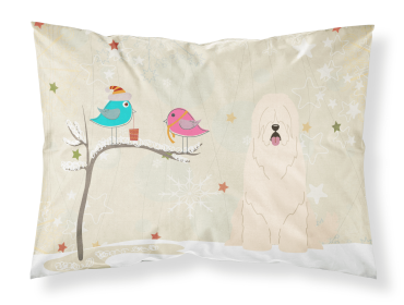 South Russian Sheepdog Christmas Presents between Friends Fabric Standard Pillowcase