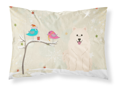 Samoyed Christmas Presents between Friends Fabric Standard Pillowcase