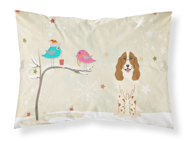 Russian Spaniel Christmas Presents between Friends Fabric Standard Pillowcase