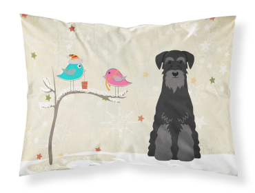 Schnauzer - Standard - Black - Christmas Presents between Friends Fabric Standard Pillowcase