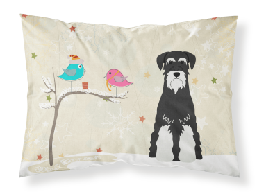 Schnauzer - Standard - Salt and Pepper - Christmas Presents between Friends Fabric Standard Pillowcase