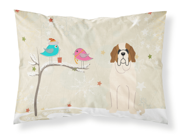 Saint Bernard Christmas Presents between Friends Fabric Standard Pillowcase