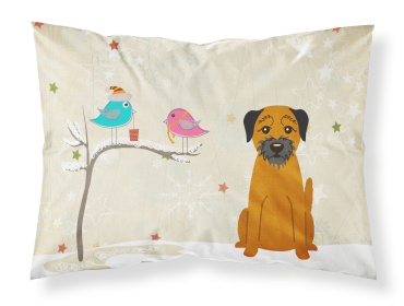 Border Terrier Christmas Presents between Friends Fabric Standard Pillowcase