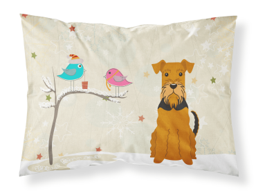 Airedale Terrier Christmas Presents between Friends Fabric Standard Pillowcase