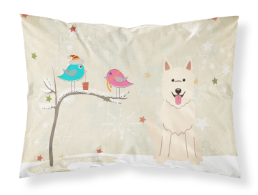 German Shepherd - White - Christmas Presents between Friends Fabric Standard Pillowcase