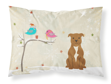 Staffordshire Bull Terrier - Brown - Christmas Presents between Friends Fabric Standard Pillowcase