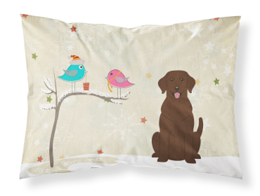 Labrador Retriever - Chocolate - Christmas Presents between Friends Fabric Standard Pillowcase