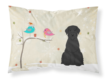 Giant Schnauzer Christmas Presents between Friends Fabric Standard Pillowcase