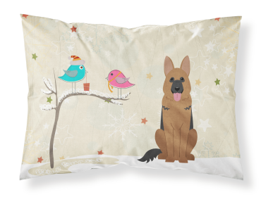 German Shepherd Christmas Presents between Friends Fabric Standard Pillowcase