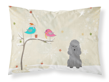 Poodle - Silver - Christmas Presents between Friends Fabric Standard Pillowcase