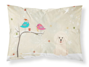 Bichon Frise Christmas Presents between Friends Fabric Standard Pillowcase