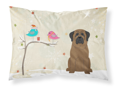 Bullmastiff Christmas Presents between Friends Fabric Standard Pillowcase