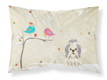 Shih Tzu - Silver and White - Christmas Presents between Friends Fabric Standard Pillowcase