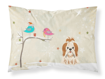 Shih Tzu - Red and White - Christmas Presents between Friends Fabric Standard Pillowcase