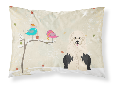 Old English Sheepdog Christmas Presents between Friends Fabric Standard Pillowcase