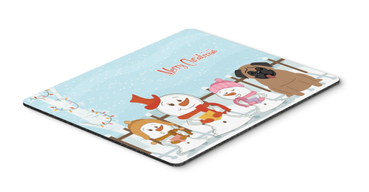 Pug - Dark Brown - Merry Christmas Carolers Mouse Pad