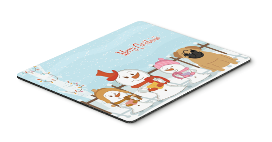 Pug - Brown - Merry Christmas Carolers Mouse Pad