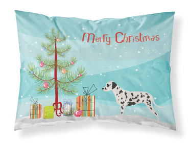 Dalmatian with Merry Christmas Tree Fabric Standard Pillowcase