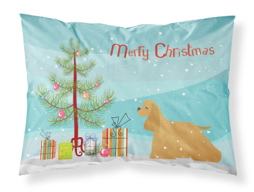 Cocker Spaniel with Merry Christmas Tree Fabric Standard Pillowcase