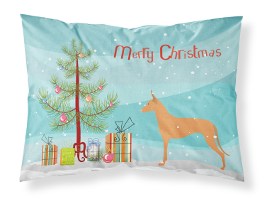 Pharaoh Hound with Merry Christmas Tree Fabric Standard Pillowcase