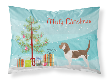 Petit Basset Griffon Vendeen with Merry Christmas Tree Fabric Standard Pillowcase