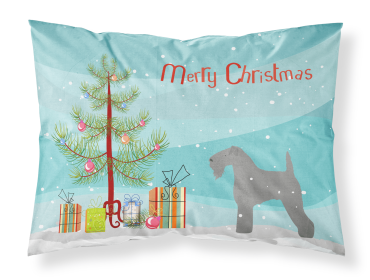 Kerry Blue Terrier with Merry Christmas Tree Fabric Standard Pillowcase