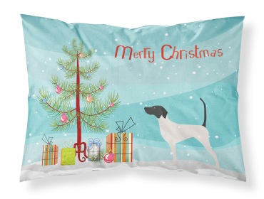 English Pointer with Merry Christmas Tree Fabric Standard Pillowcase