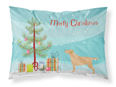 Labrador Retriever - Yellow - with Merry Christmas Tree Fabric Standard Pillowcase