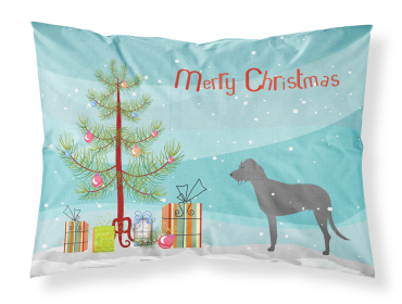 Irish Wolfhound with Merry Christmas Tree Fabric Standard Pillowcase