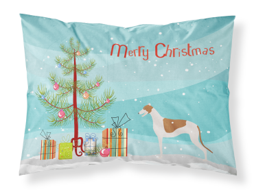 Greyhound with Merry Christmas Tree Fabric Standard Pillowcase