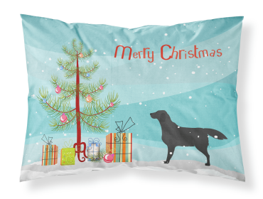 Labrador Retriever - Black - with Merry Christmas Tree Fabric Standard Pillowcase