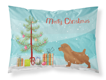 Norfolk Terrier with Merry Christmas Tree Fabric Standard Pillowcase