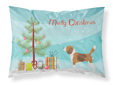 Beagle with Merry Christmas Tree Fabric Standard Pillowcase