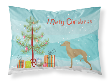 Italian Greyhound with Merry Christmas Tree Fabric Standard Pillowcase