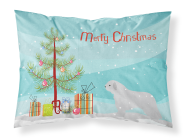 Spanish Water Dog with Merry Christmas Tree Fabric Standard Pillowcase