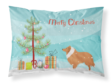 Collie with Merry Christmas Tree Fabric Standard Pillowcase