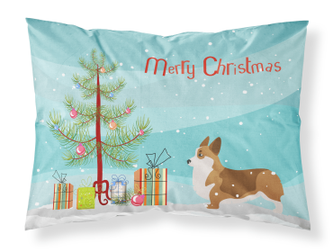 Corgi with Merry Christmas Tree Fabric Standard Pillowcase