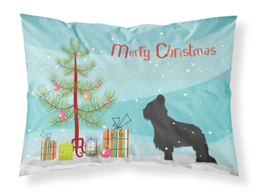 Briard with Merry Christmas Tree Fabric Standard Pillowcase