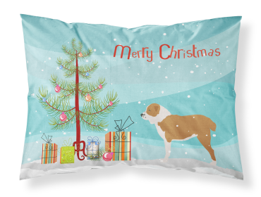 Central Asian Shepherd Dog with Merry Christmas Tree Fabric Standard Pillowcase