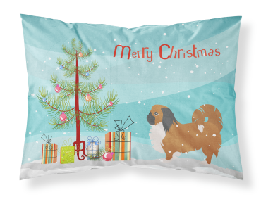 Pekingese with Merry Christmas Tree Fabric Standard Pillowcase