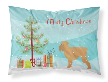 Brussels Griffon with Merry Christmas Tree Fabric Standard Pillowcase