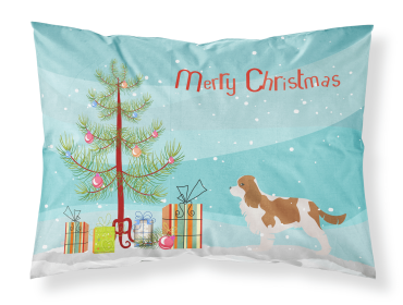 Cavalier King Charles Spaniel with Merry Christmas Tree Fabric Standard Pillowcase